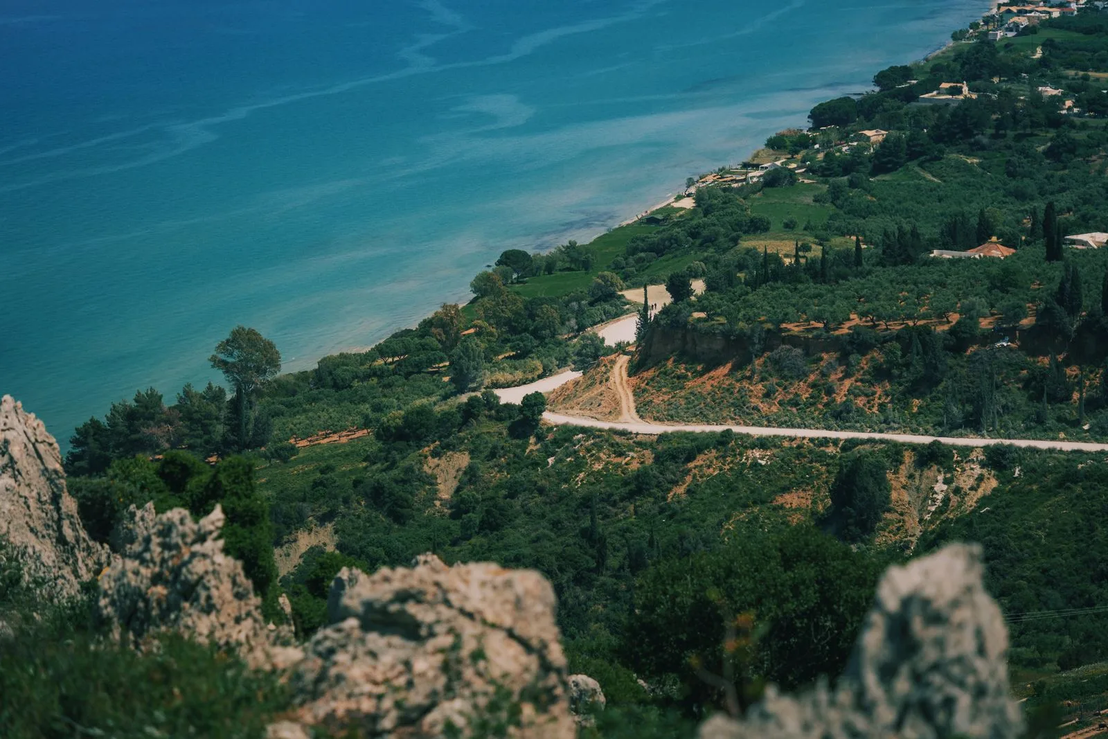 Rugged coastline and lush greenery of Zakynthos, Greece